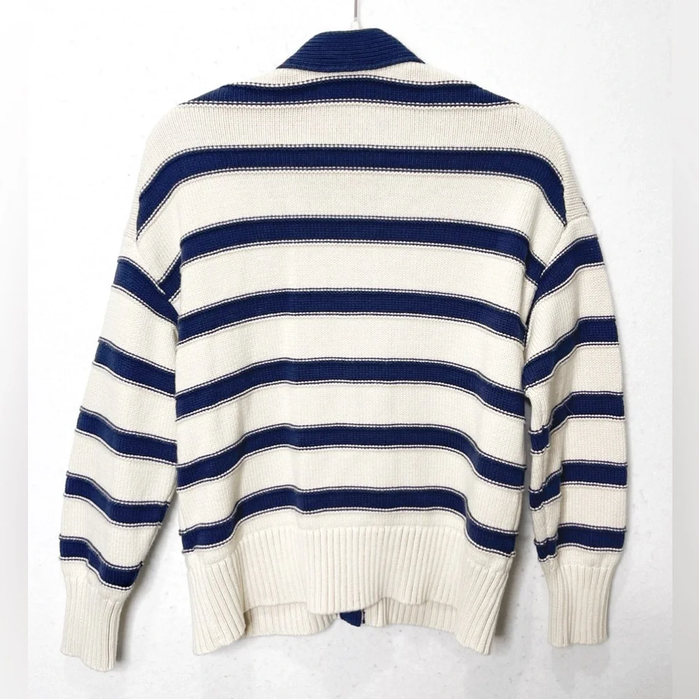 Madewell Oversized Cotton Cardigan in Stripe Cream Navy NT645 100% Cotton Small - Picture 7 of 10
